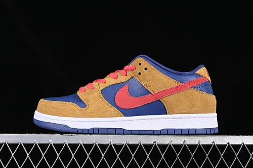 All categories Nk SB Dunk series Nk SB Dunk Low low-top sneakers Nk SB Dunk Low dark brown, white and yellow color SB smashed backboard fashion casual sneakers BQ6817-700